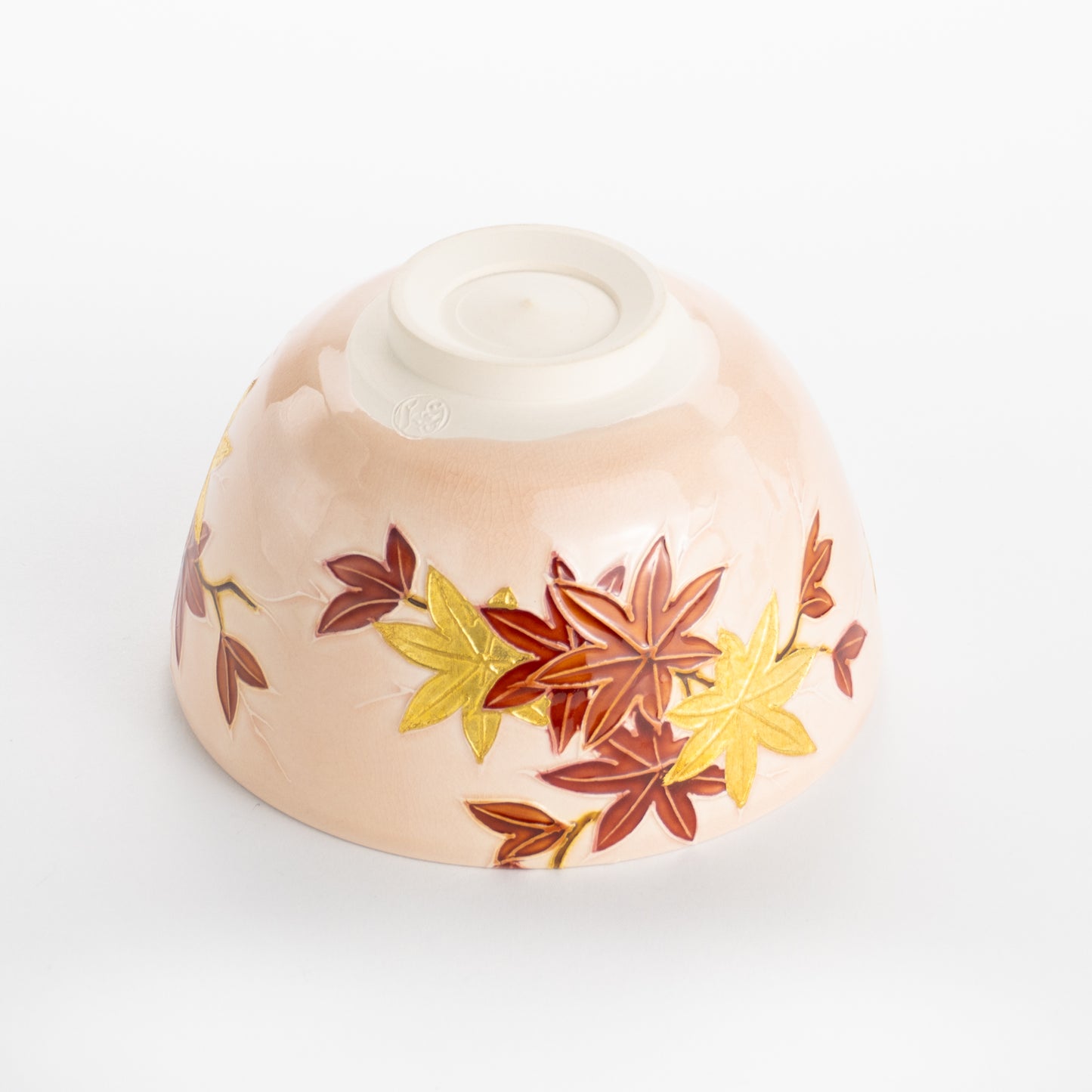 抹茶碗 桃色交趾紅葉 山本一如 - Handcrafted Japanese pottery from Kyoto - Kyo ware / Kiyomizu ware.