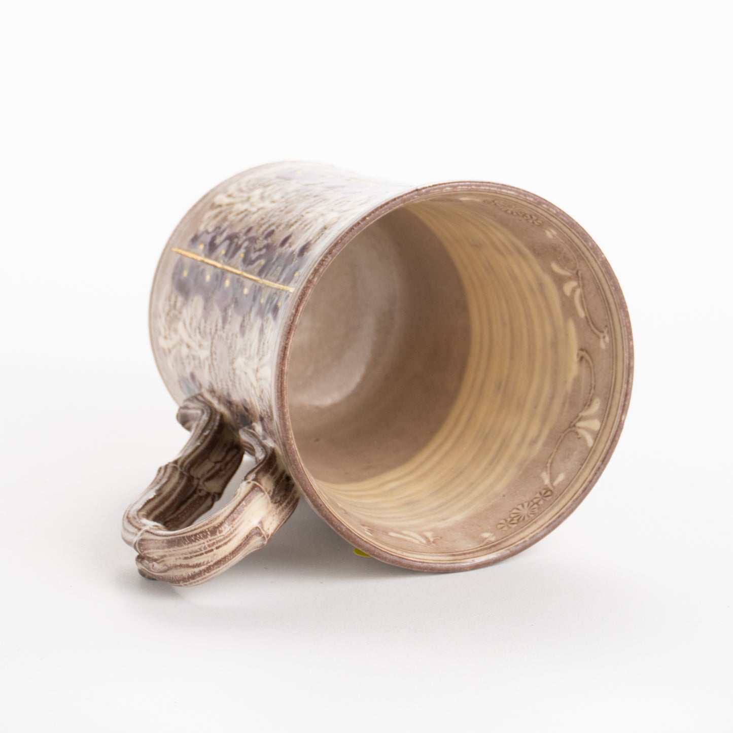 京焼・清水焼 マグカップ&ソーサー 紫彩華紋 陶楽窯