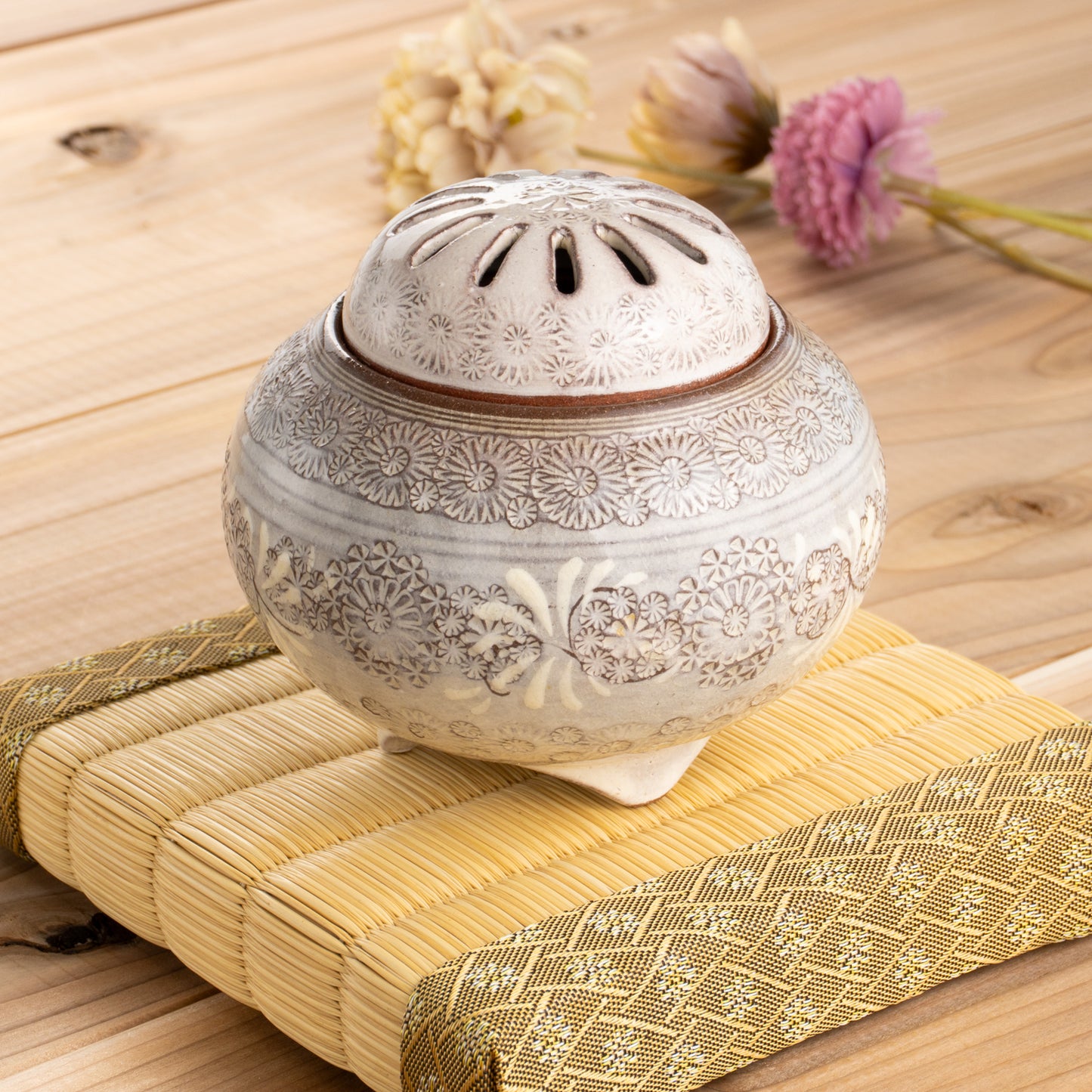 京焼・清水焼 香炉 紫三島 陶楽窯