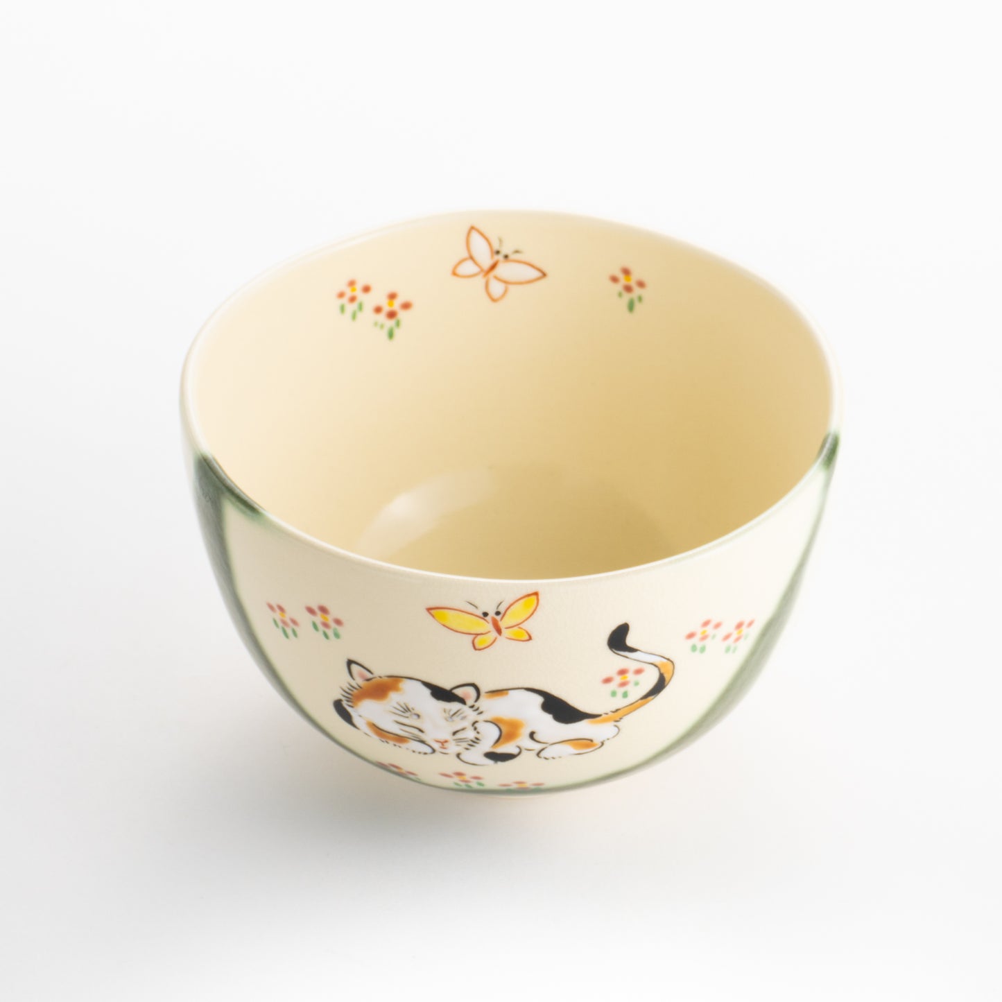 【清水焼】抹茶碗 織部ネコ 宝泉 KOTOPOTTER