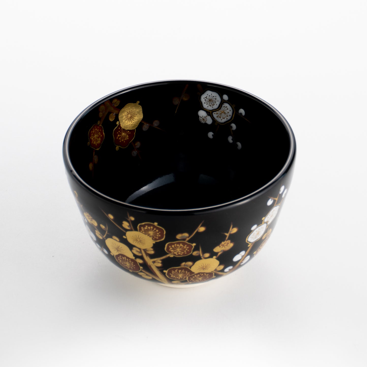 【清水焼】抹茶碗 黒釉 梅絵 雄峰 KOTOPOTTER
