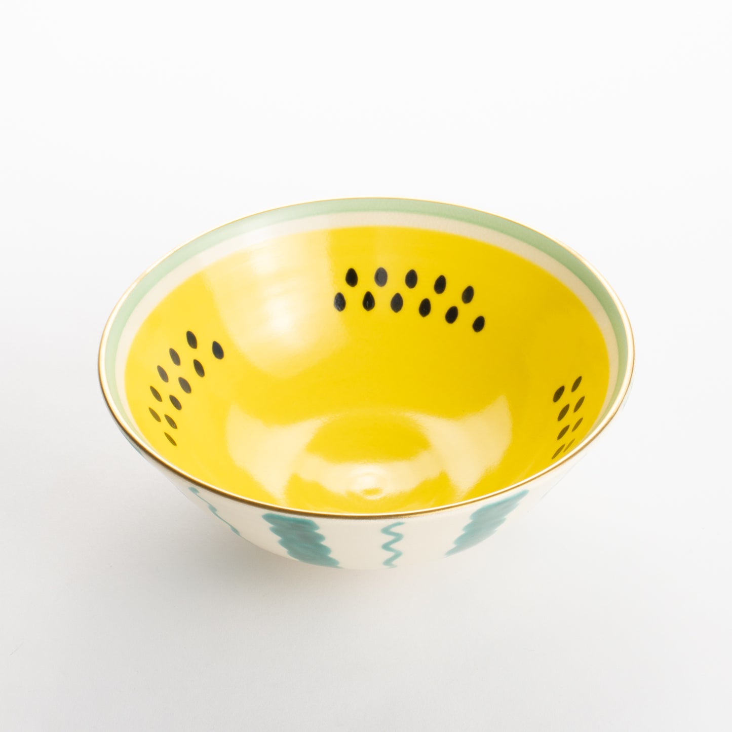 抹茶碗 スイカ(黄) 亨 - Handcrafted Japanese pottery from Kyoto - Kyo ware / Kiyomizu ware.