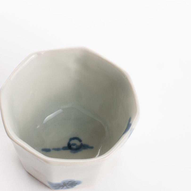 お猪口 染付 梅 永田工房 - Handcrafted Japanese pottery from Kyoto - Kyo ware / Kiyomizu ware.