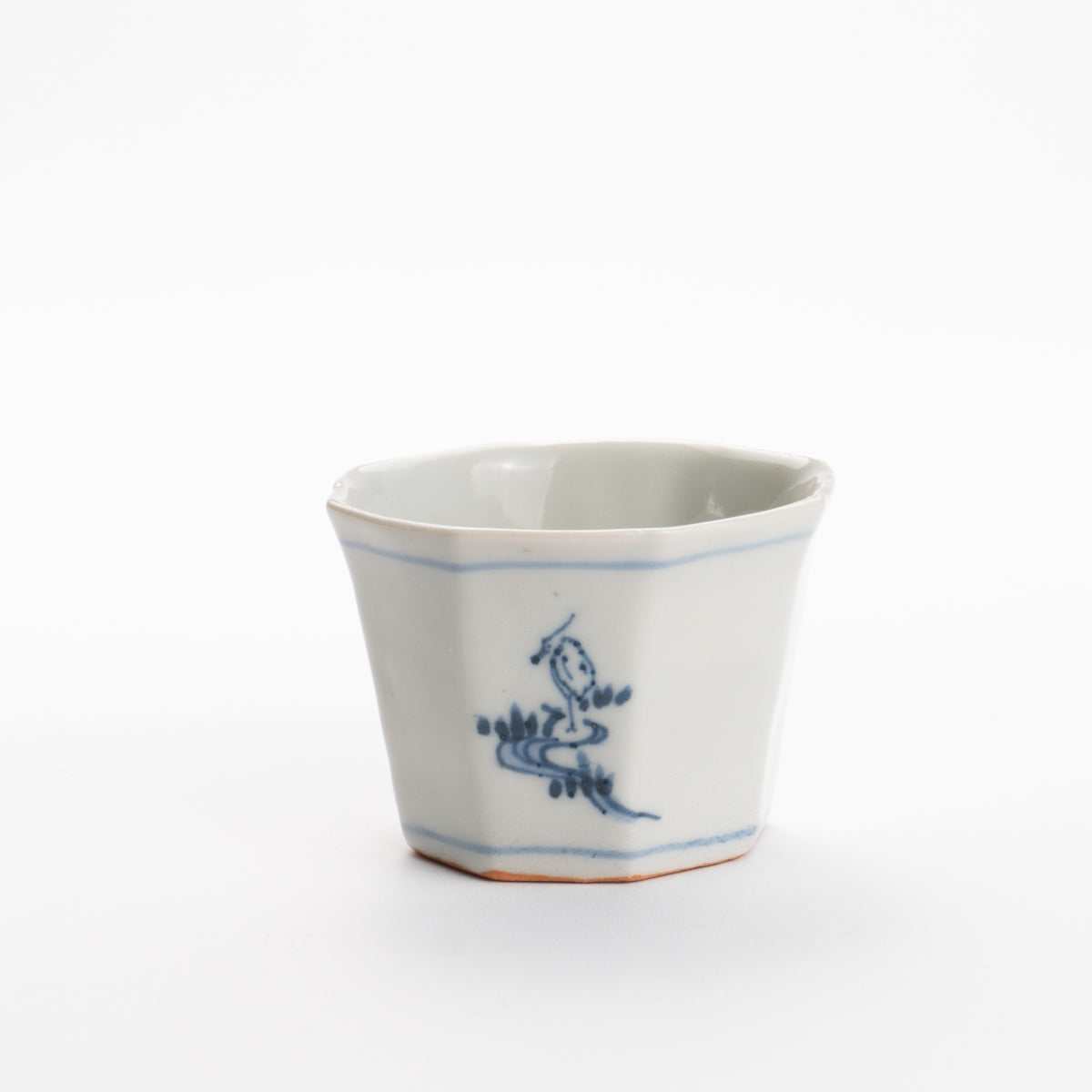 お猪口 染付 八つ橋 永田工房 - Handcrafted Japanese pottery from Kyoto - Kyo ware / Kiyomizu ware.