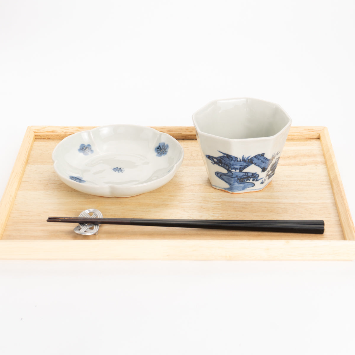 蕎麦猪口 染付 八つ橋 永田工房 - Handcrafted Japanese pottery from Kyoto - Kyo ware / Kiyomizu ware.