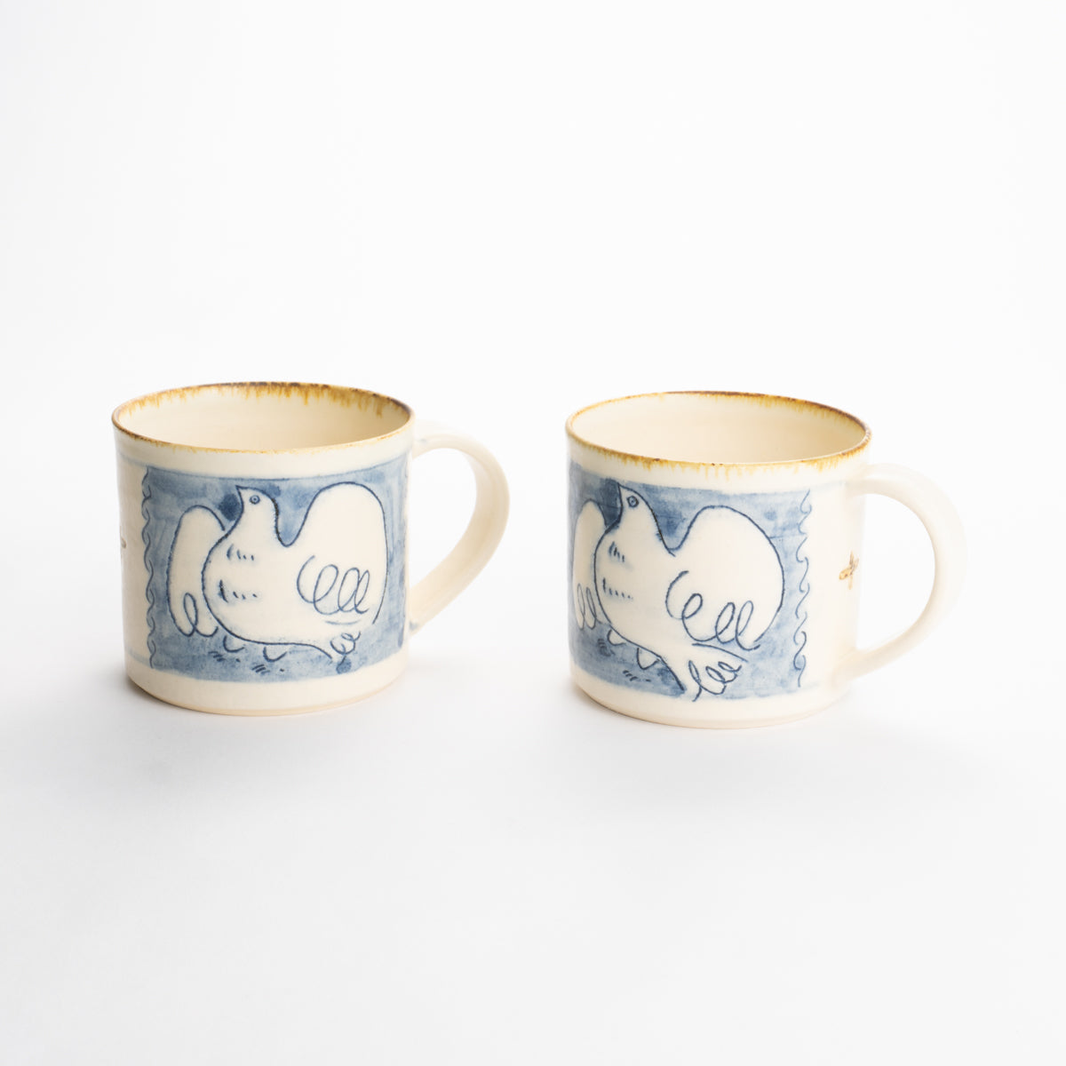 マグカップ 安南手トリ 白 的場美幸 - Handcrafted Japanese pottery from Kyoto - Kyo ware / Kiyomizu ware.