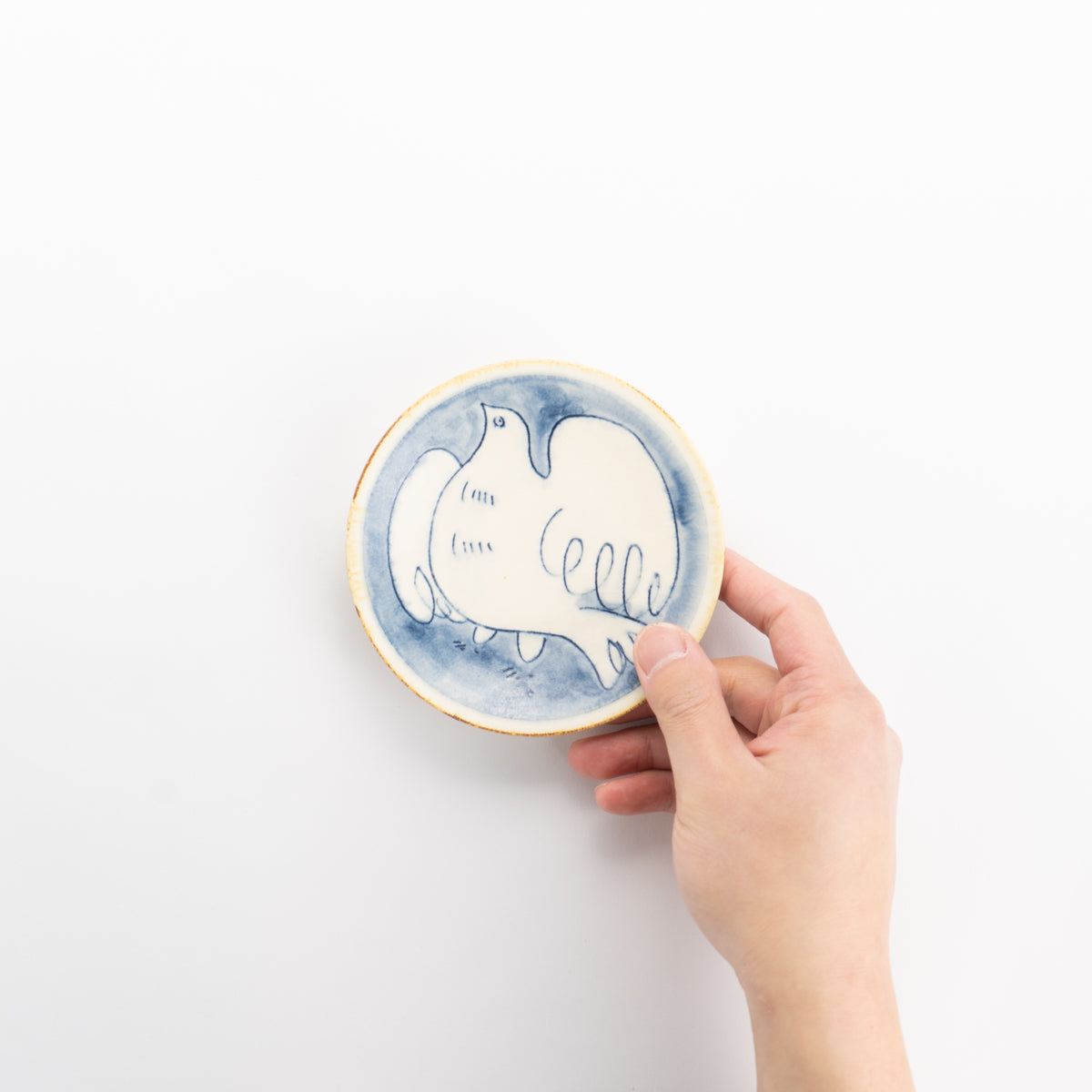 小皿 安南手トリ 白 的場美幸 - Handcrafted Japanese pottery from Kyoto - Kyo ware / Kiyomizu ware.