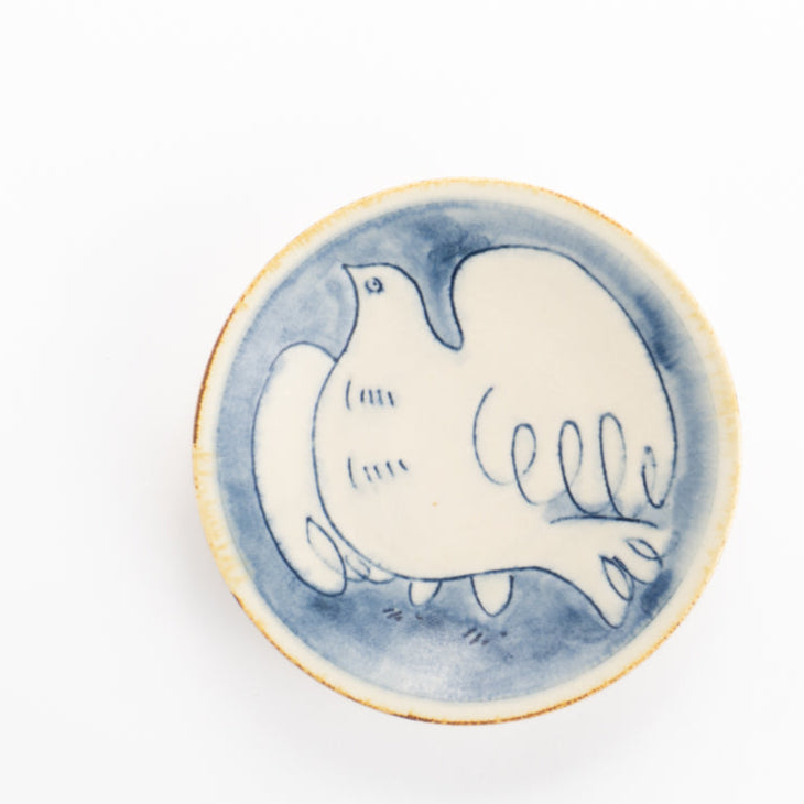 小皿 安南手トリ 白 的場美幸 - Handcrafted Japanese pottery from Kyoto - Kyo ware / Kiyomizu ware.