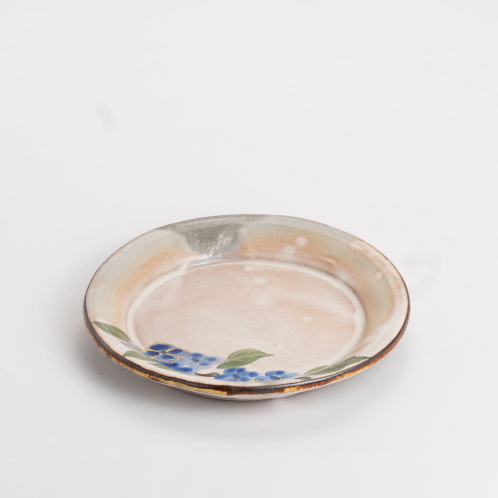 小皿 紫陽花 俊山窯 - Handcrafted Japanese pottery from Kyoto - Kyo ware / Kiyomizu ware.