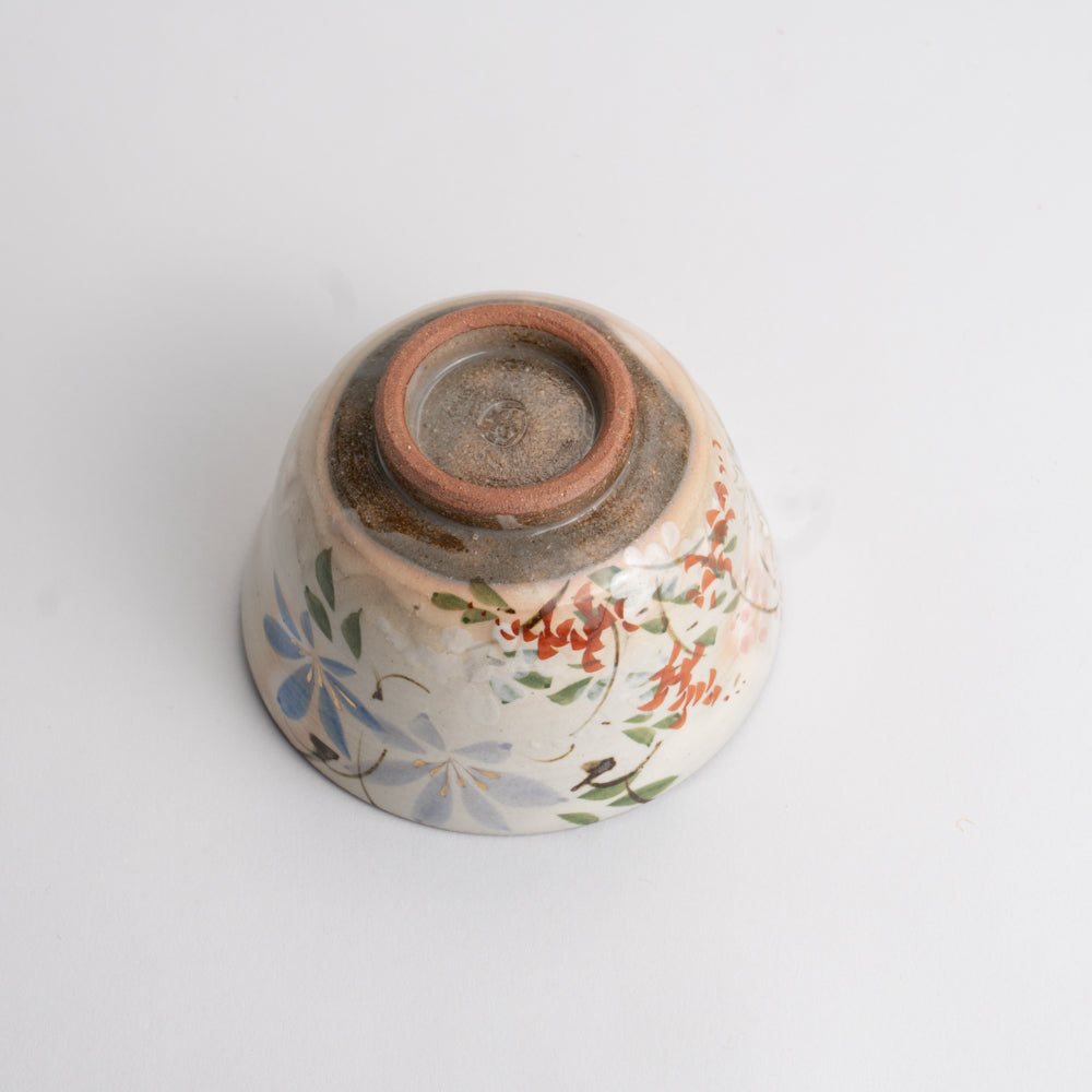 汲出碗 四季草花 俊山窯 - Handcrafted Japanese pottery from Kyoto - Kyo ware / Kiyomizu ware.