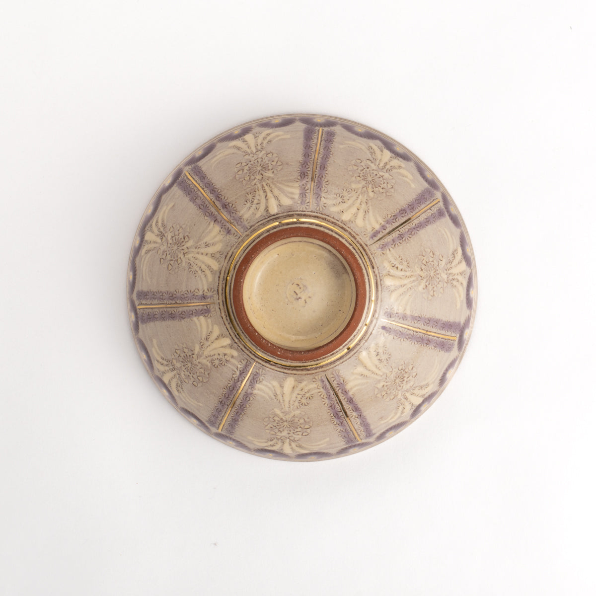 茶碗 紫彩華紋2C 陶楽窯 - Handcrafted Japanese pottery from Kyoto - Kyo ware / Kiyomizu ware.