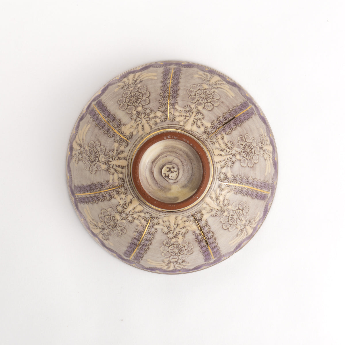 茶碗 紫彩華紋2D 陶楽窯 - Handcrafted Japanese pottery from Kyoto - Kyo ware / Kiyomizu ware.