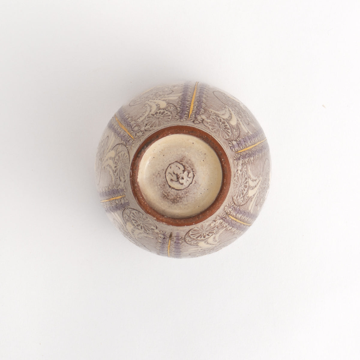 湯呑 紫彩華紋2A 陶楽窯 - Handcrafted Japanese pottery from Kyoto - Kyo ware / Kiyomizu ware.