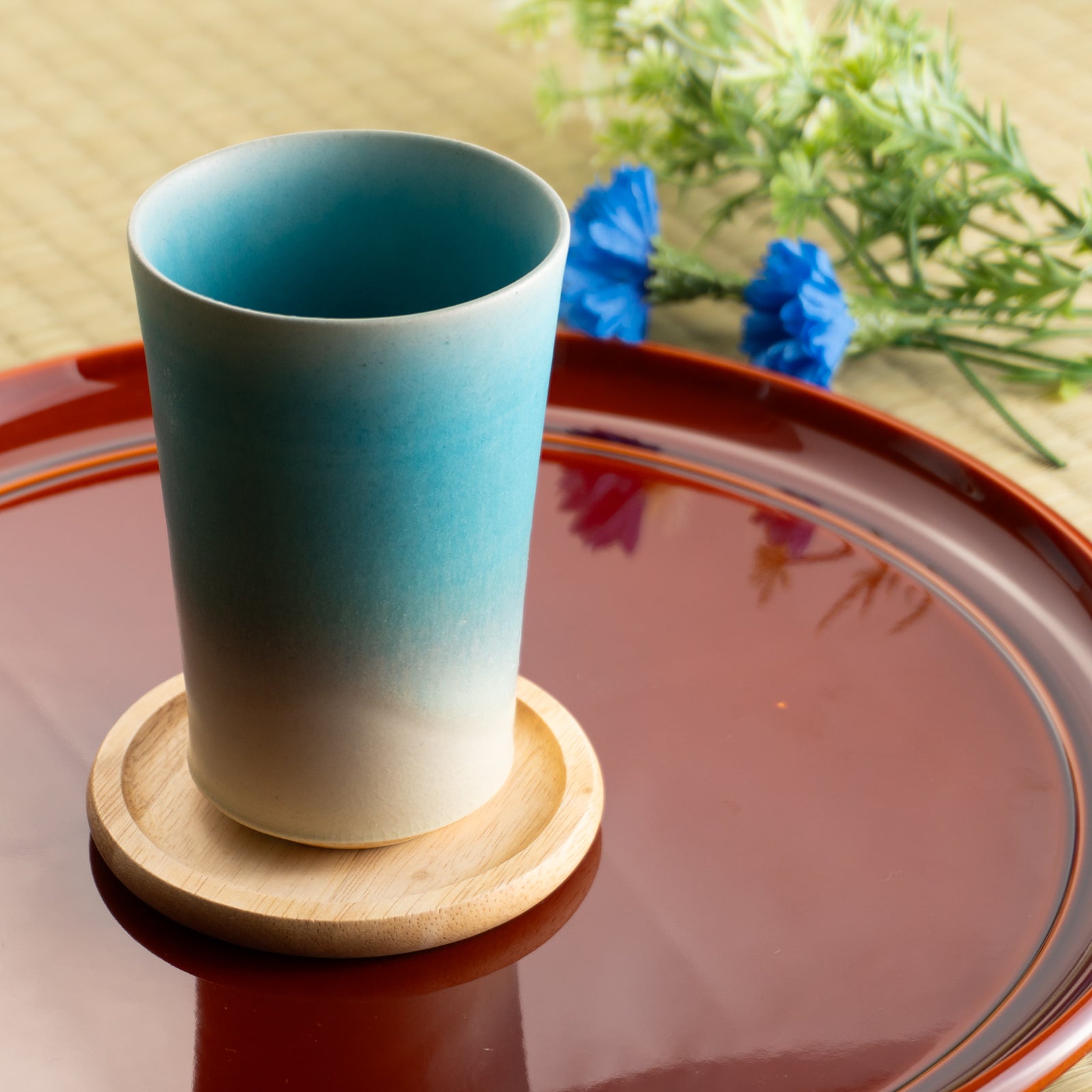 【清水焼】タンブラー　碧釉　竹村陽太郎 KOTOPOTTER