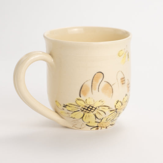 マグカップ　仲良し猫C　工房咲楽 - Handcrafted Japanese pottery from Kyoto - Kyo ware / Kiyomizu ware.