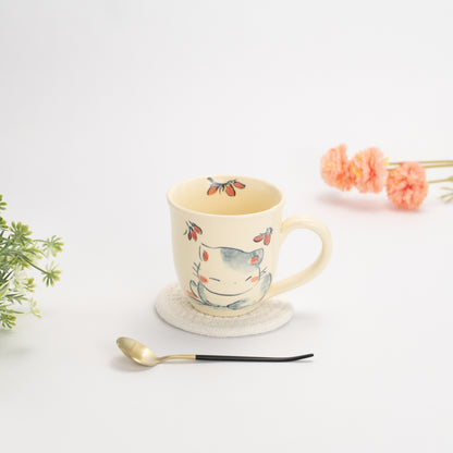 マグカップ　おやすみ猫I　工房咲楽 - Handcrafted Japanese pottery from Kyoto - Kyo ware / Kiyomizu ware.