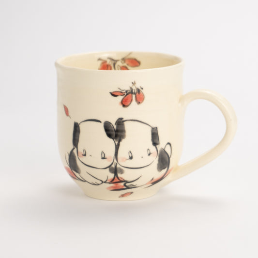 マグカップ　仲良し犬K　工房咲楽 - Handcrafted Japanese pottery from Kyoto - Kyo ware / Kiyomizu ware.