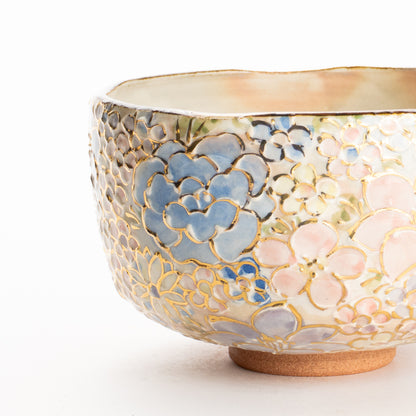 抹茶碗　色絵金彩 花詰A　俊山窯 KOTOPOTTER