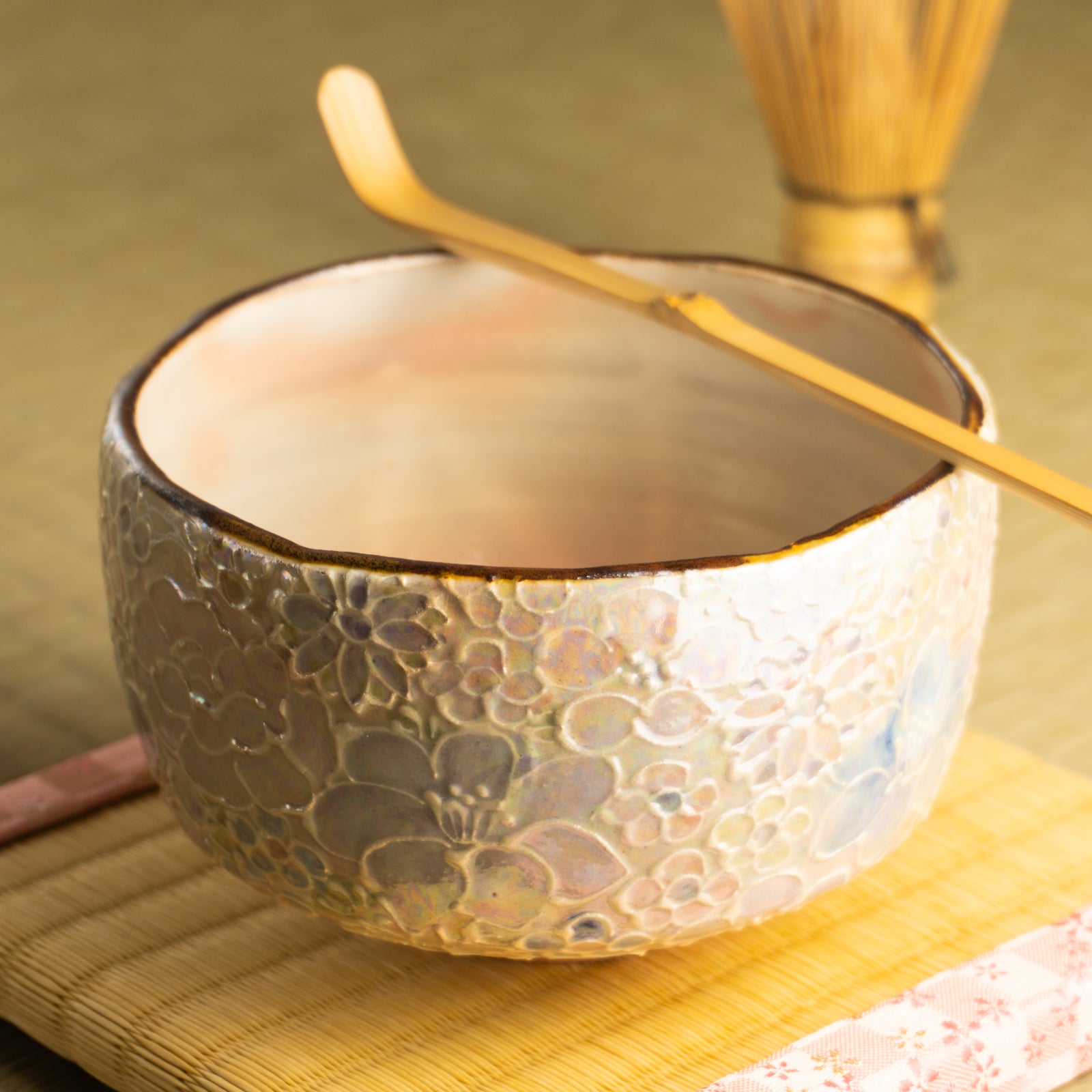 抹茶碗　ラスター彩 花詰A　俊山窯 KOTOPOTTER