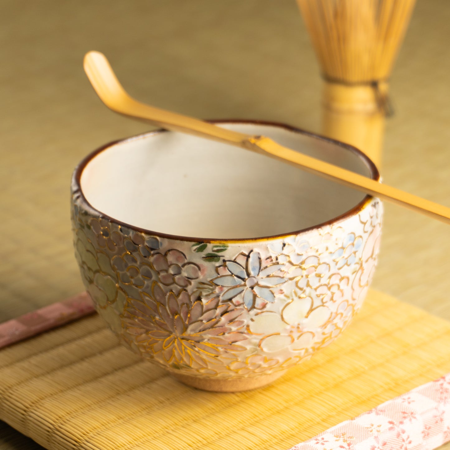 抹茶碗(小)　ラスター彩 花詰 A　俊山窯 KOTOPOTTER