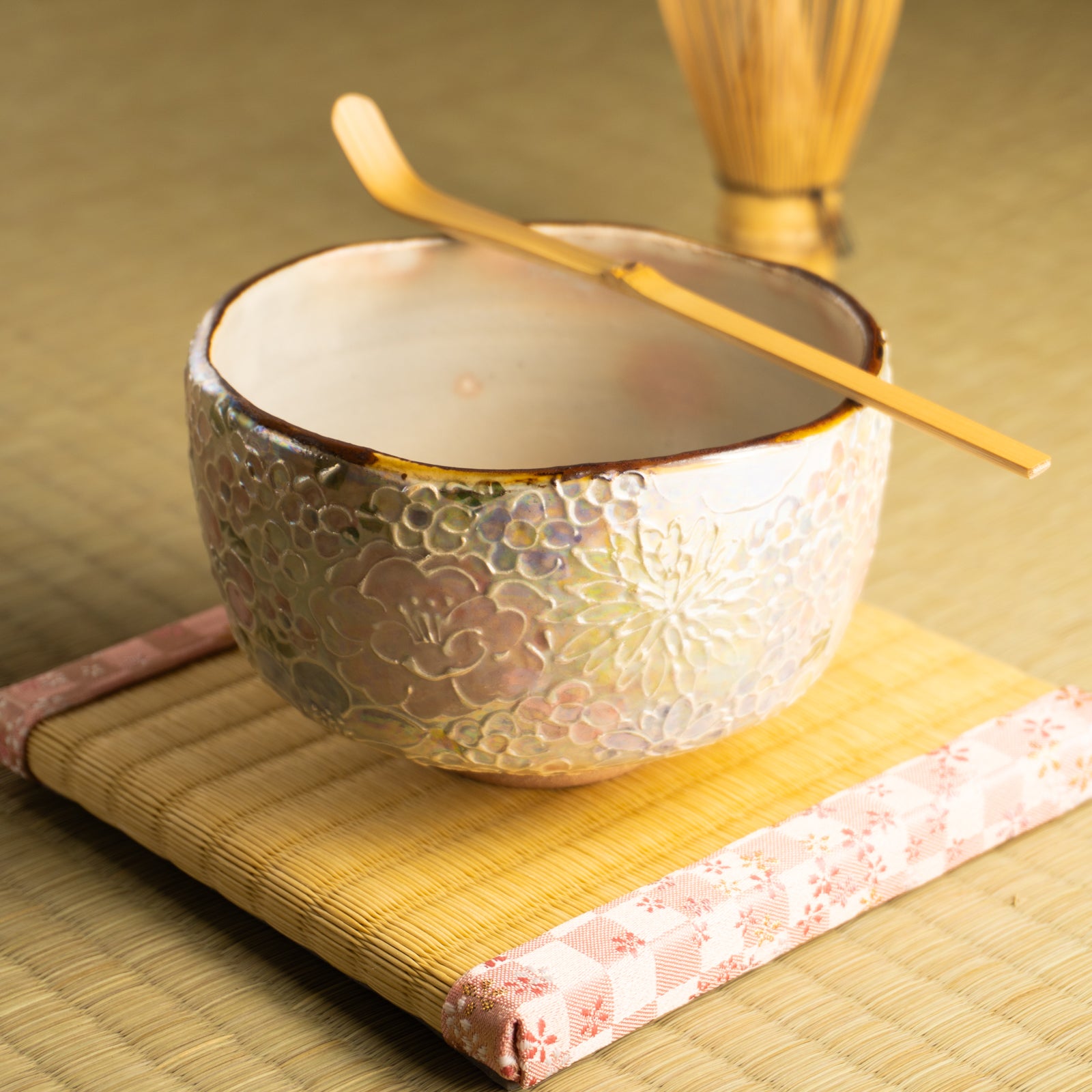 抹茶碗　ラスター彩 花詰A　俊山窯 KOTOPOTTER