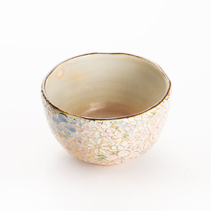 抹茶碗(小)　イッチン金彩 花詰 B　俊山窯 KOTOPOTTER