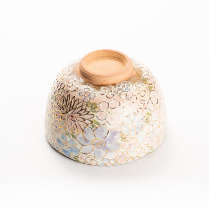 抹茶碗(小)　イッチン金彩 花詰 B　俊山窯 KOTOPOTTER
