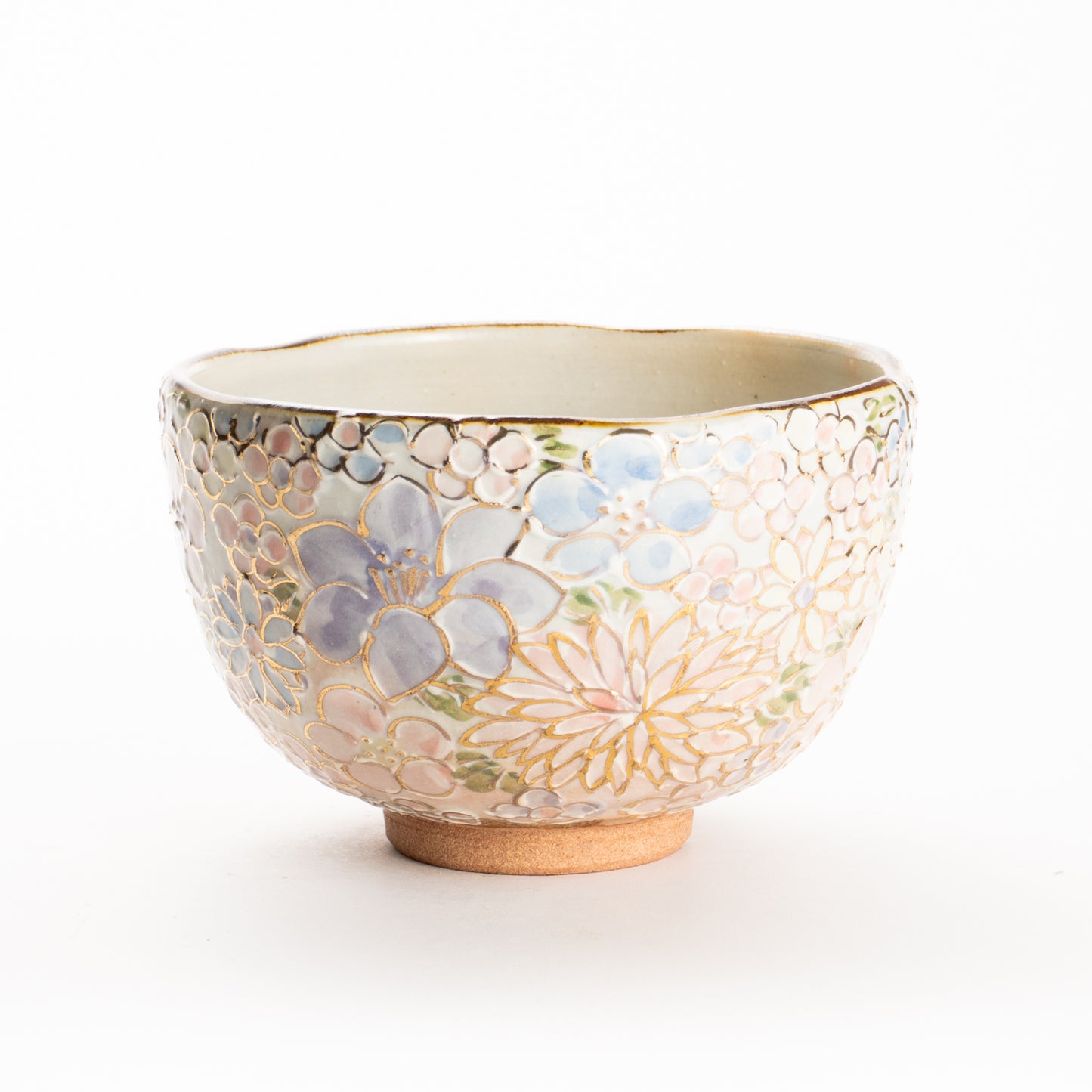 抹茶碗(小)　イッチン金彩 花詰 B　俊山窯 KOTOPOTTER