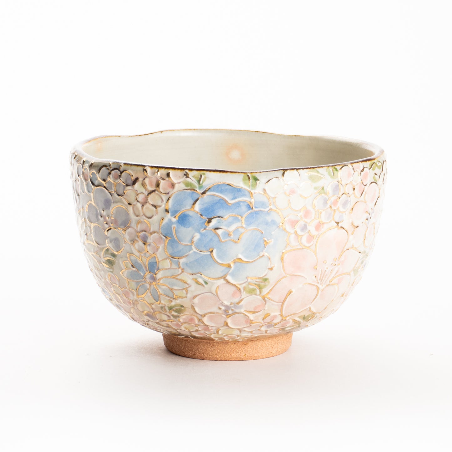 抹茶碗(小)　イッチン金彩 花詰 B　俊山窯 KOTOPOTTER