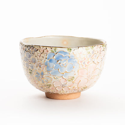 抹茶碗(小)　イッチン金彩 花詰 B　俊山窯 KOTOPOTTER