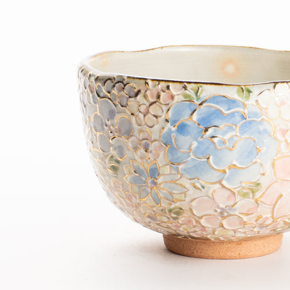 抹茶碗(小)　イッチン金彩 花詰 B　俊山窯 KOTOPOTTER