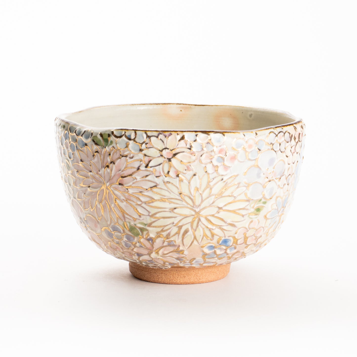 抹茶碗(小)　イッチン金彩 花詰 B　俊山窯 KOTOPOTTER