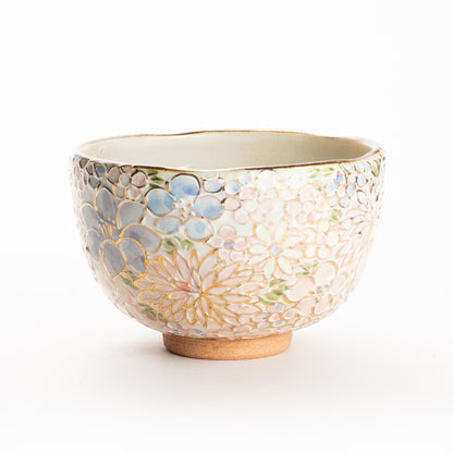 抹茶碗(小)　イッチン金彩 花詰 B　俊山窯 KOTOPOTTER