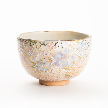 抹茶碗(小)　イッチン金彩 花詰 B　俊山窯 KOTOPOTTER