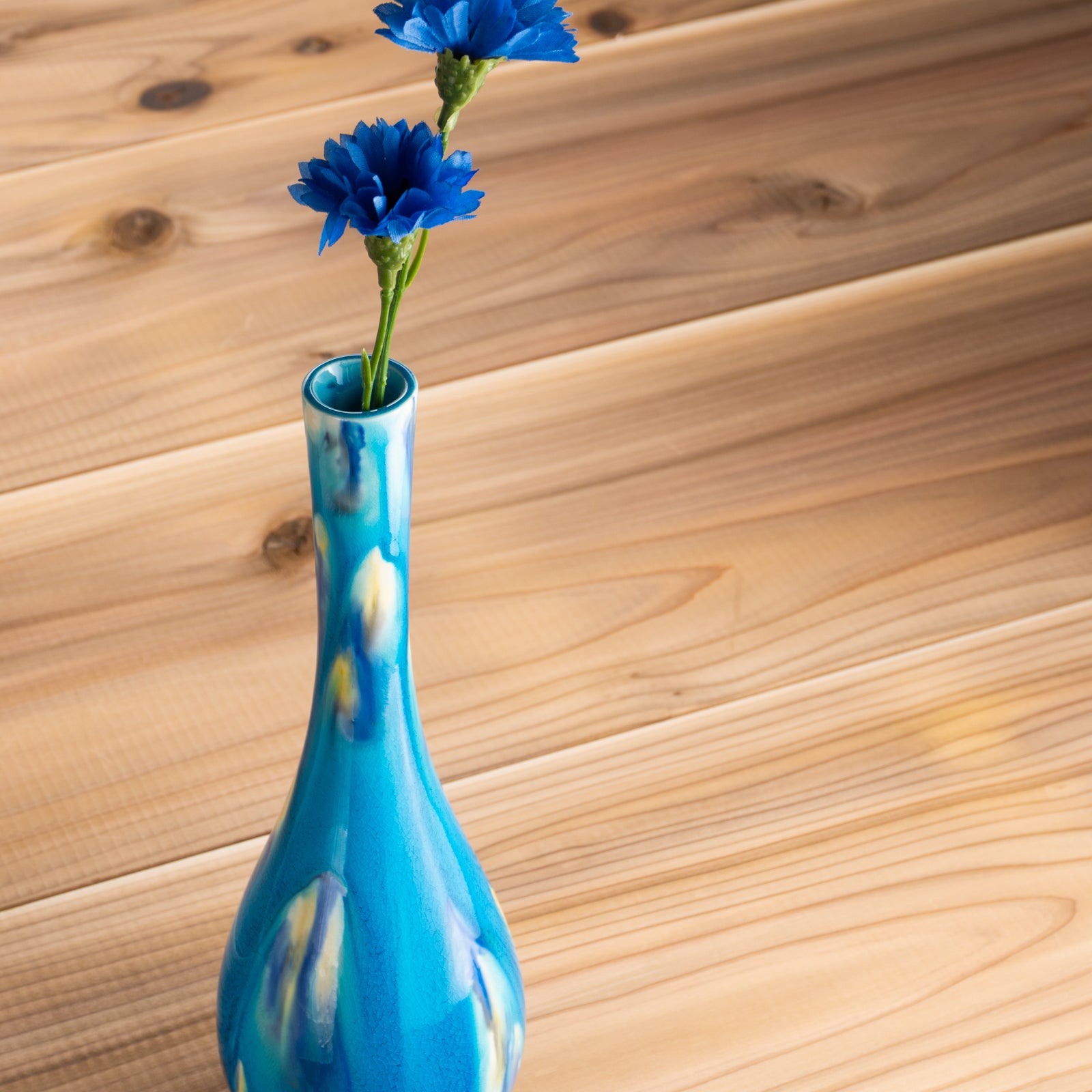 【清水焼】一輪挿　鶴首 -三彩-　一如 KOTOPOTTER