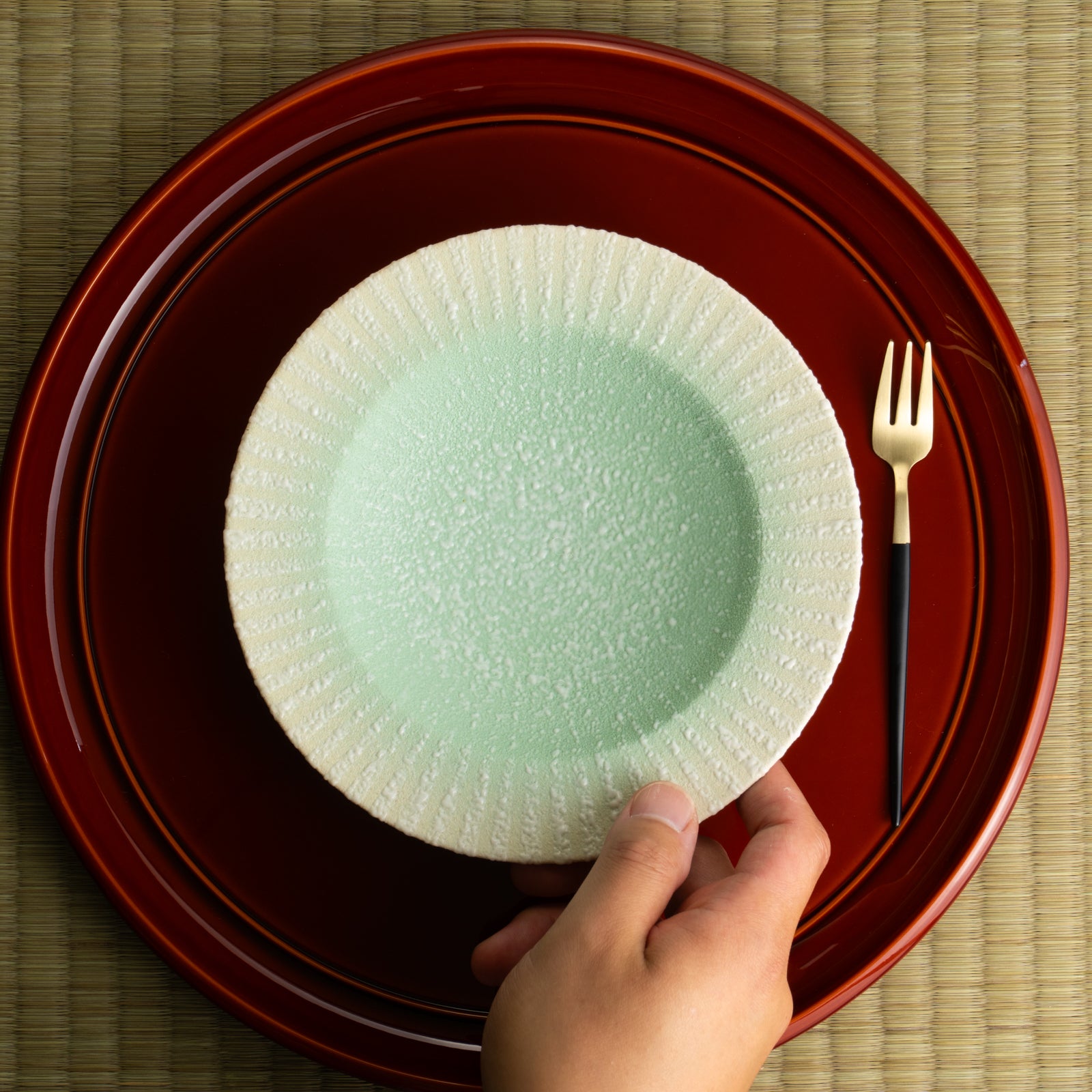 京都 清水焼】デザートプレート 石畳 苔 竹村陽太郎