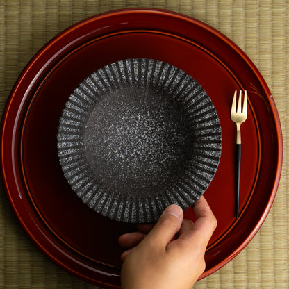 【清水焼】デザートプレート　石畳 墨　竹村陽太郎 KOTOPOTTER