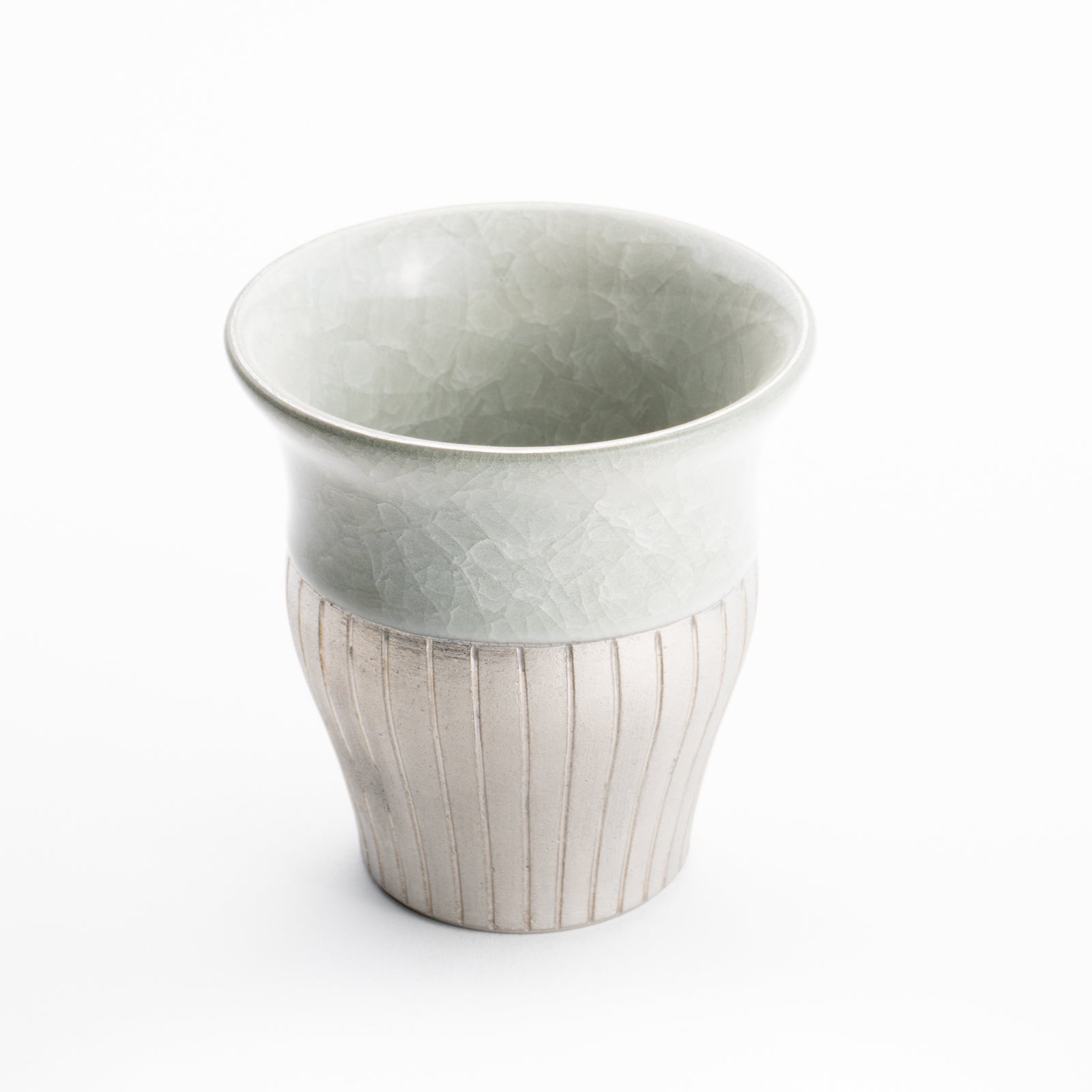 【清水焼】タンブラー　亀甲貫入グレー　陶仙窯 KOTOPOTTER