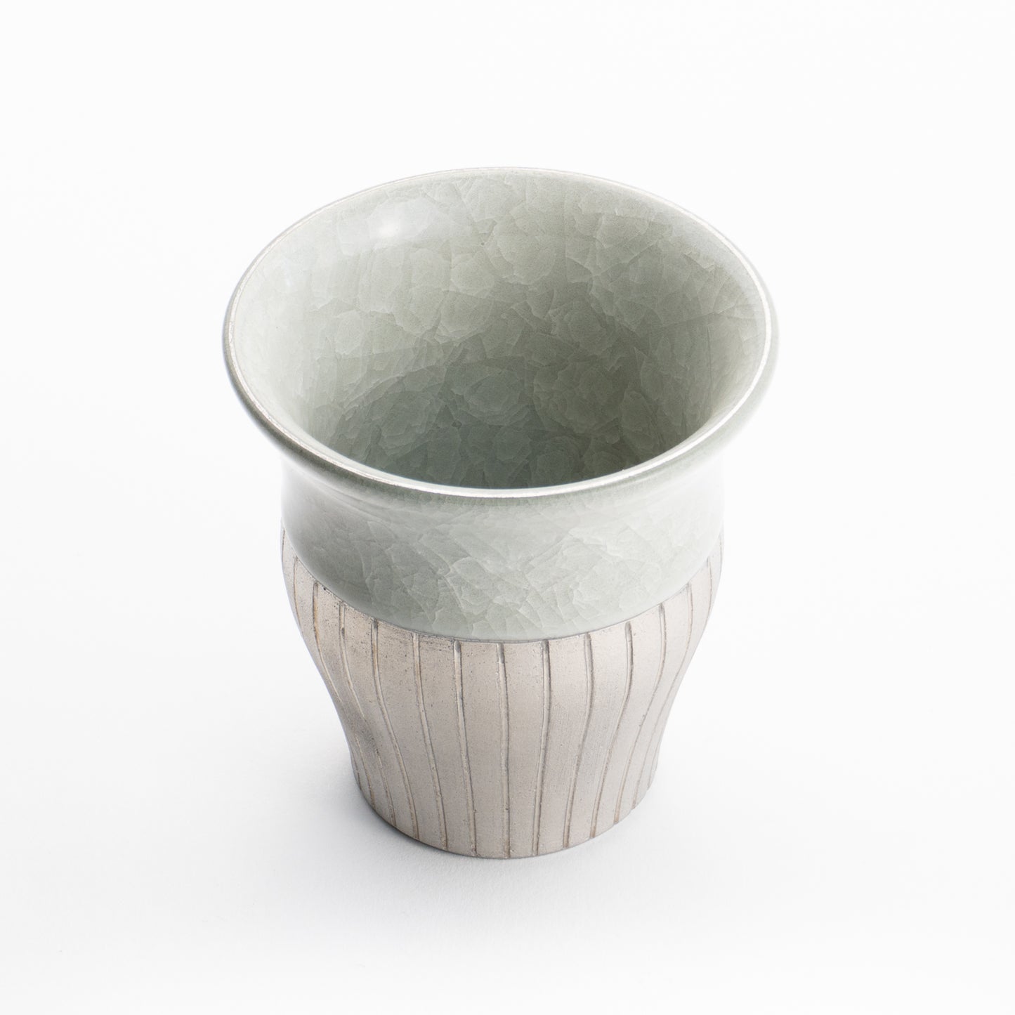 【清水焼】タンブラー　亀甲貫入グレー　陶仙窯 KOTOPOTTER