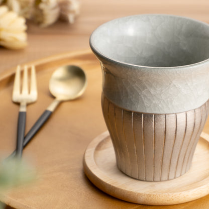 【清水焼】タンブラー　亀甲貫入グレー　陶仙窯 KOTOPOTTER