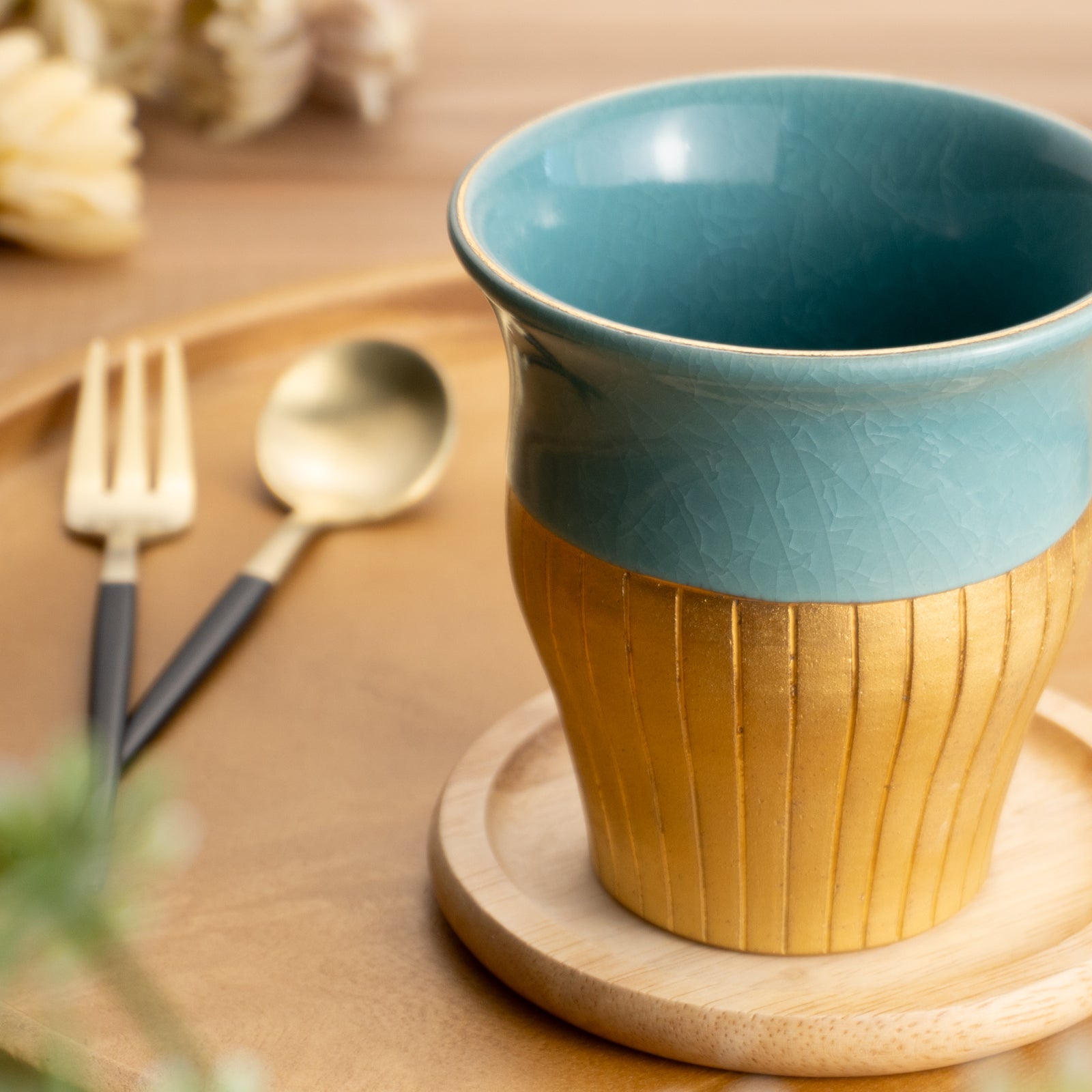 【清水焼】タンブラー　亀甲貫入ブルー　陶仙窯 KOTOPOTTER