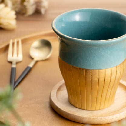 【清水焼】タンブラー　亀甲貫入ブルー　陶仙窯 KOTOPOTTER