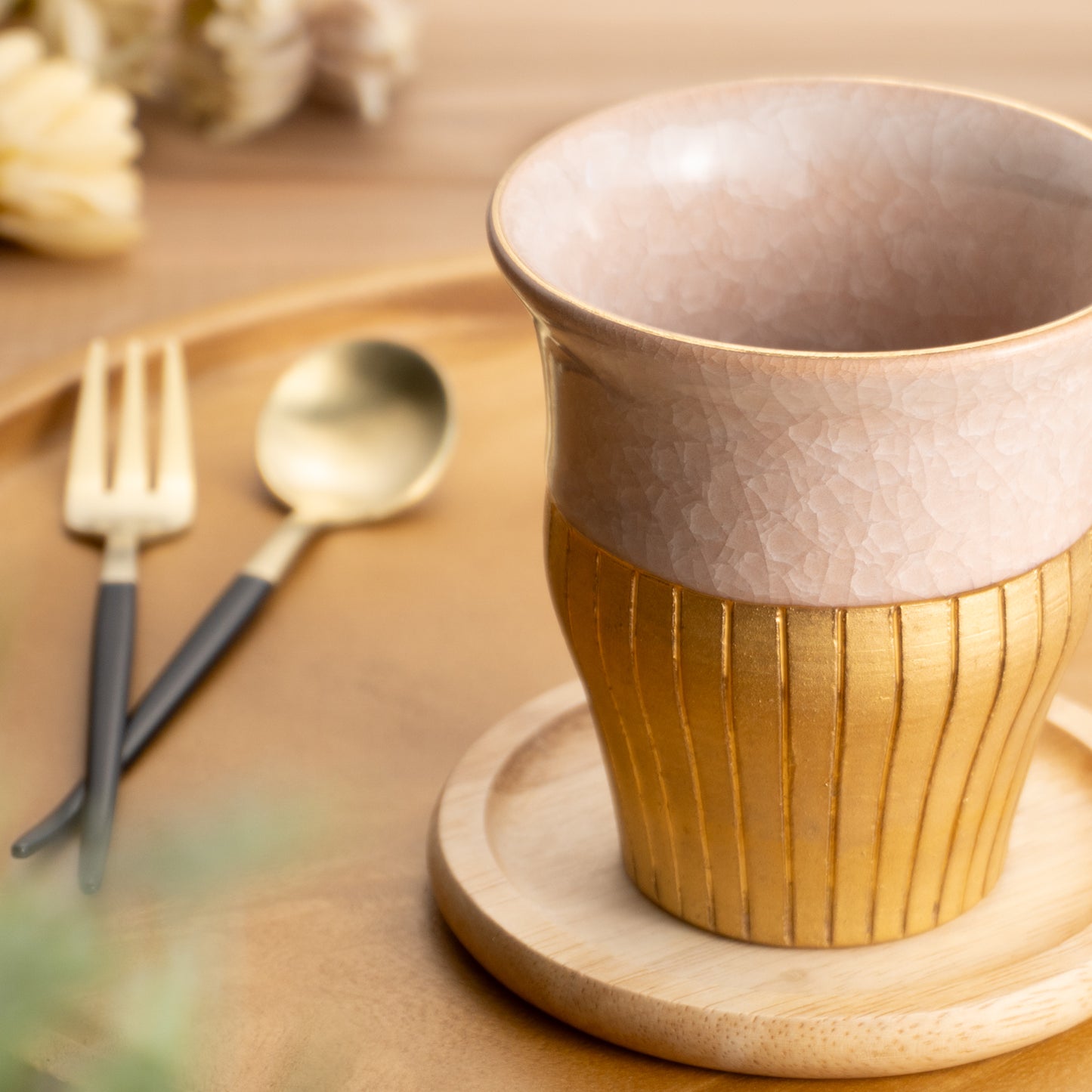 【清水焼】タンブラー　亀甲貫入ピンク　陶仙窯 KOTOPOTTER