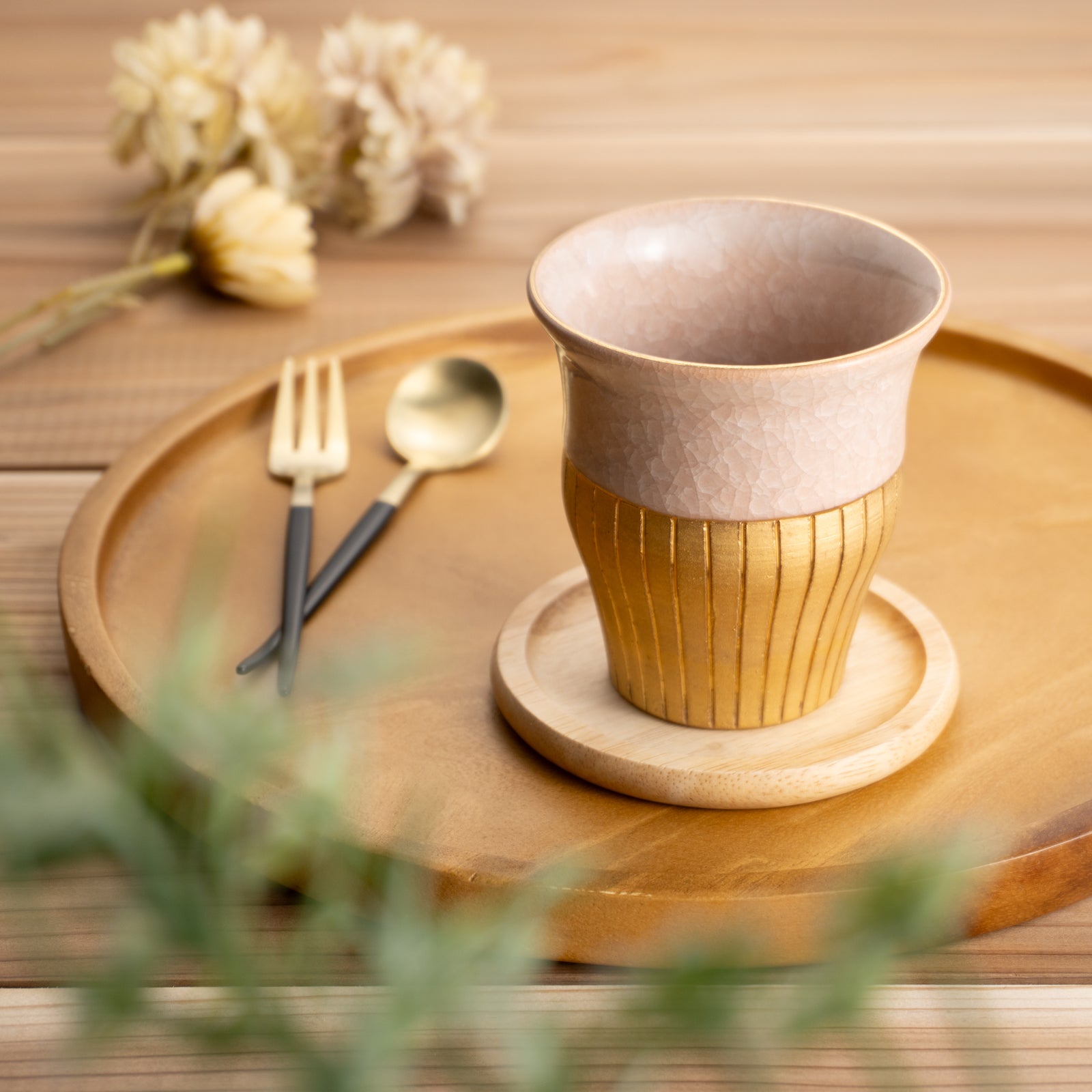 【清水焼】タンブラー　亀甲貫入ピンク　陶仙窯 KOTOPOTTER