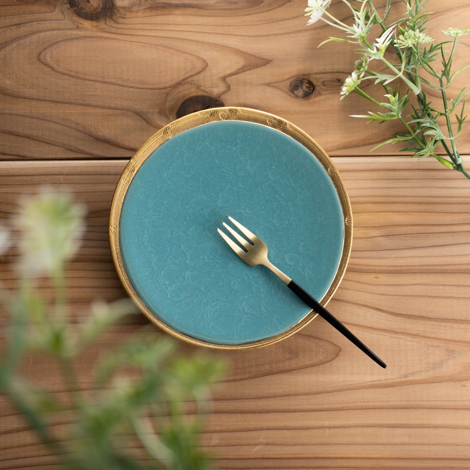 【清水焼】ディッシュ　亀甲貫入ブルー　陶仙窯 KOTOPOTTER