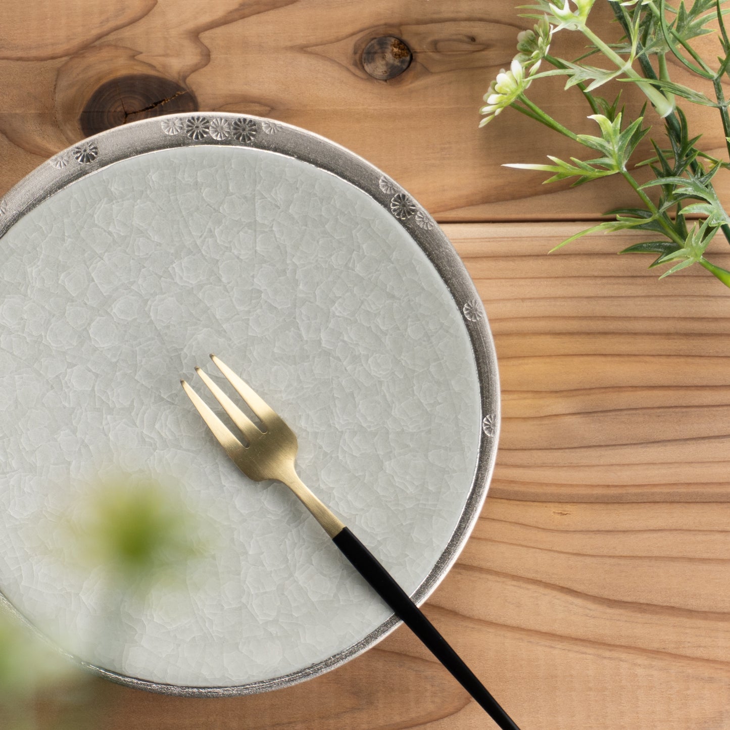 【清水焼】ディッシュ　亀甲貫入グレー　陶仙窯 KOTOPOTTER