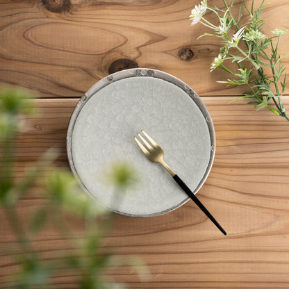 【清水焼】ディッシュ　亀甲貫入グレー　陶仙窯 KOTOPOTTER