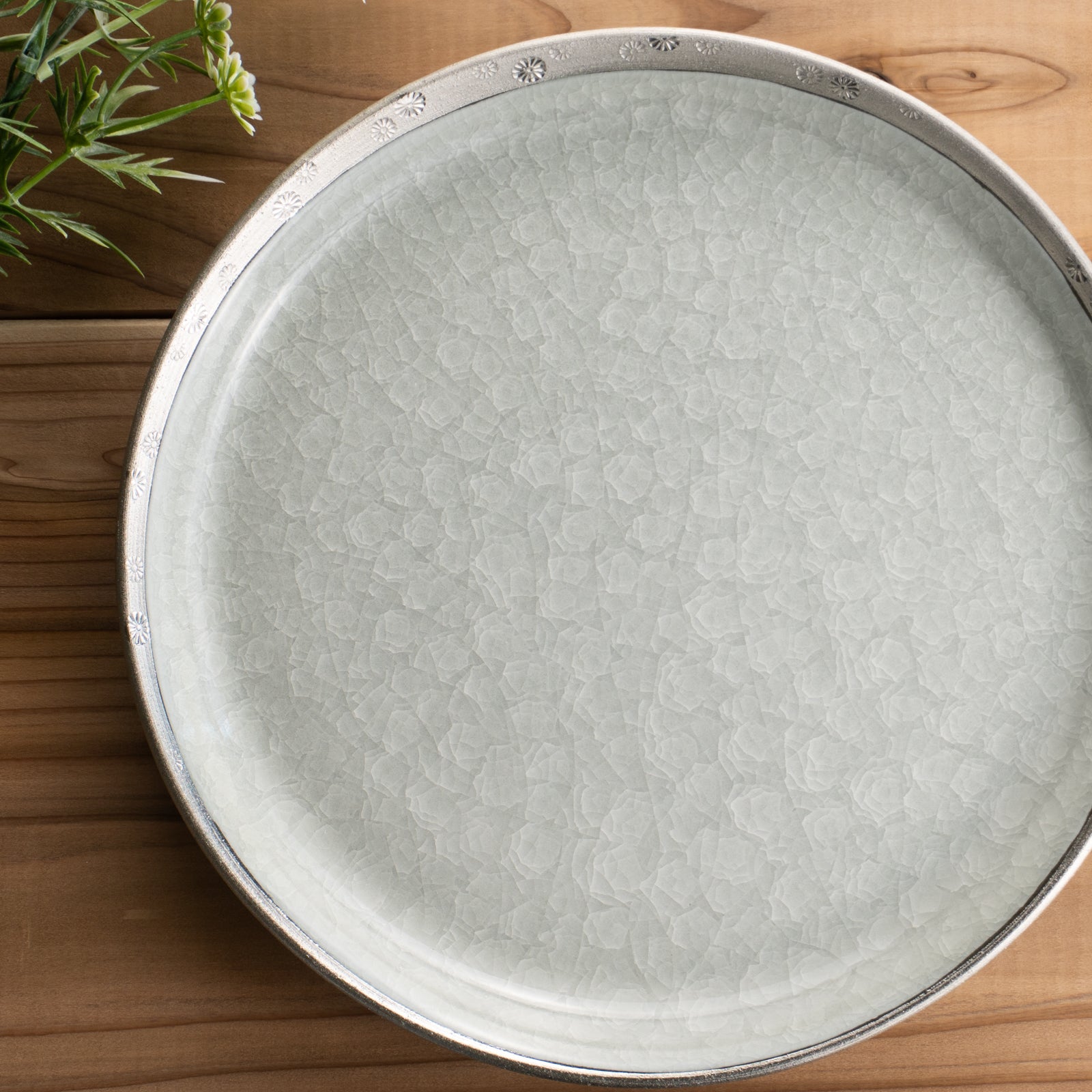 【清水焼】プレートS　亀甲貫入グレー　陶仙窯 KOTOPOTTER