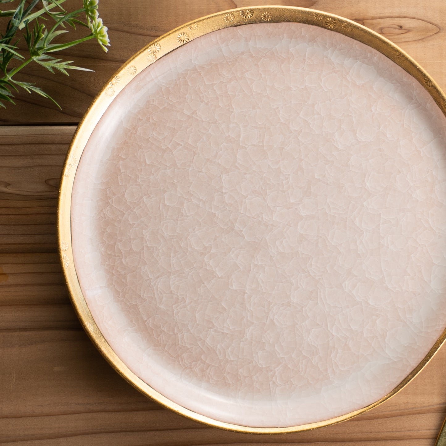 【清水焼】プレートS　亀甲貫入ピンク　陶仙窯 KOTOPOTTER