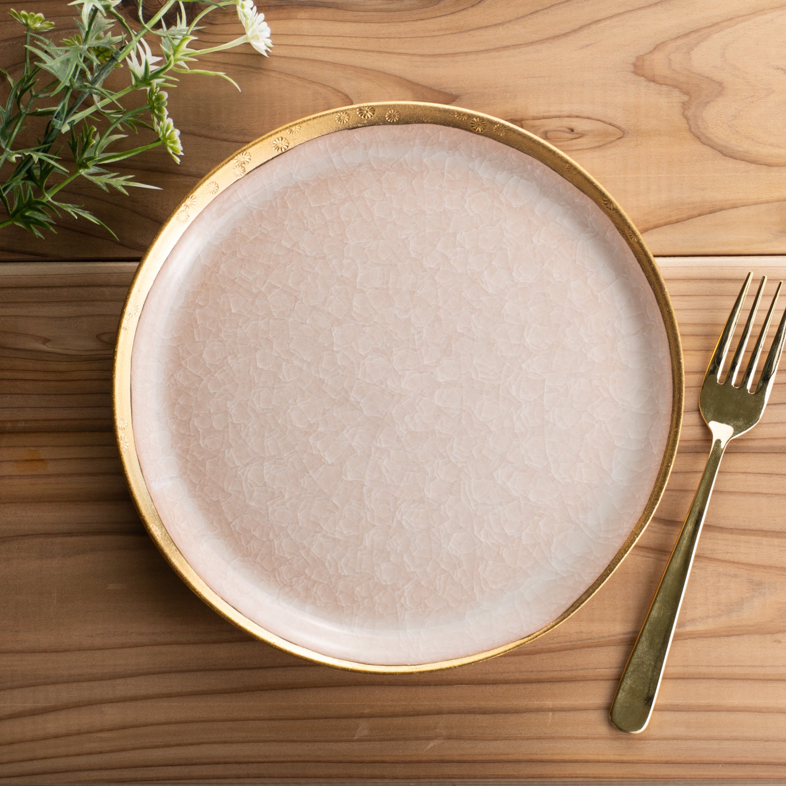 【清水焼】プレートS　亀甲貫入ピンク　陶仙窯 KOTOPOTTER